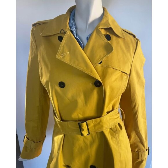 Designer Trench Raincoat, Size M/L, Kenneth Cole NY, Yellow - Picture 9 of 13